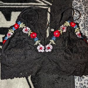 Victoria secrets pink brand lace bralette beautiful embroidery flowers brand-new